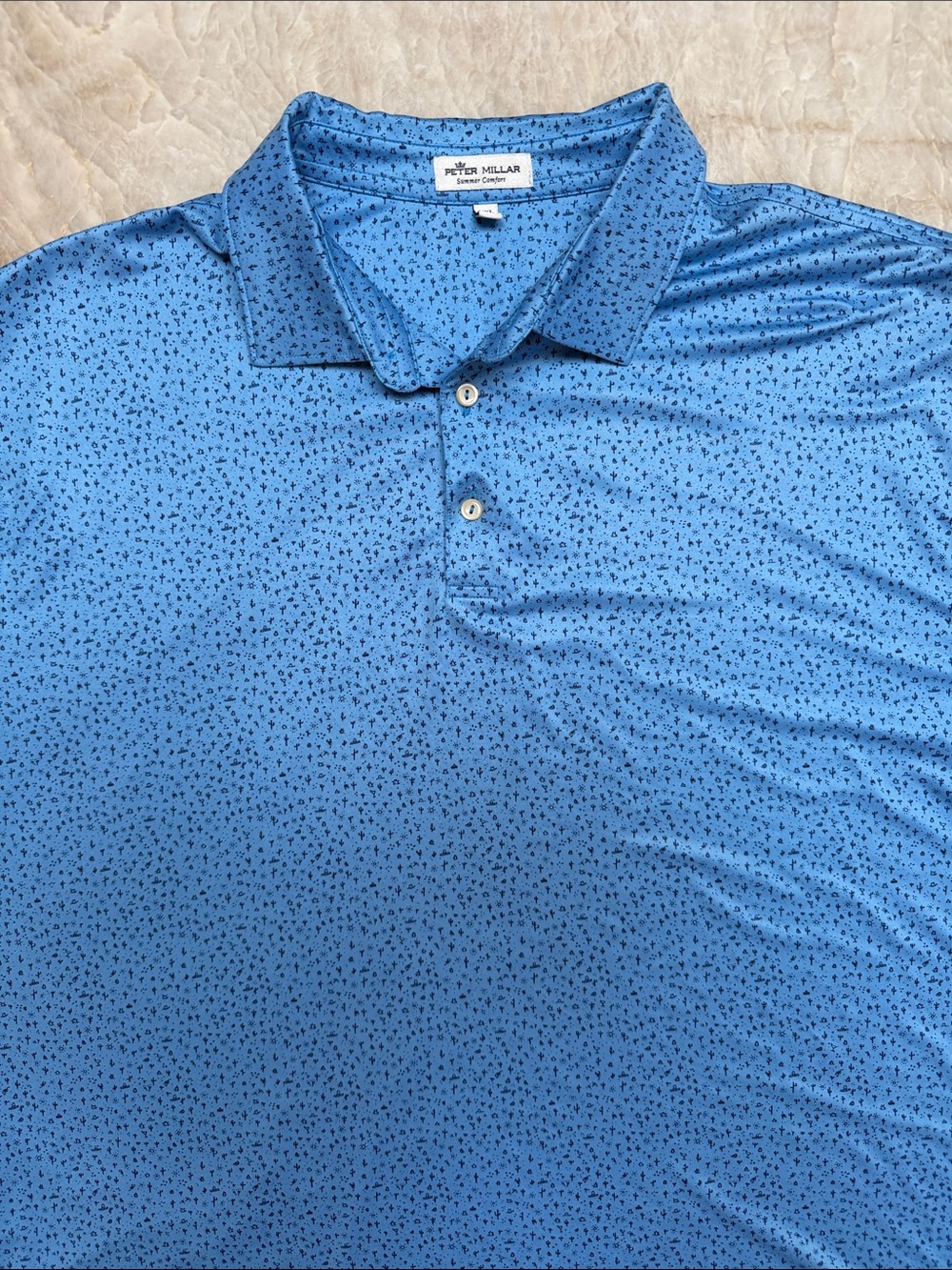 Peter Millar Light Blue Micro-Print Polo